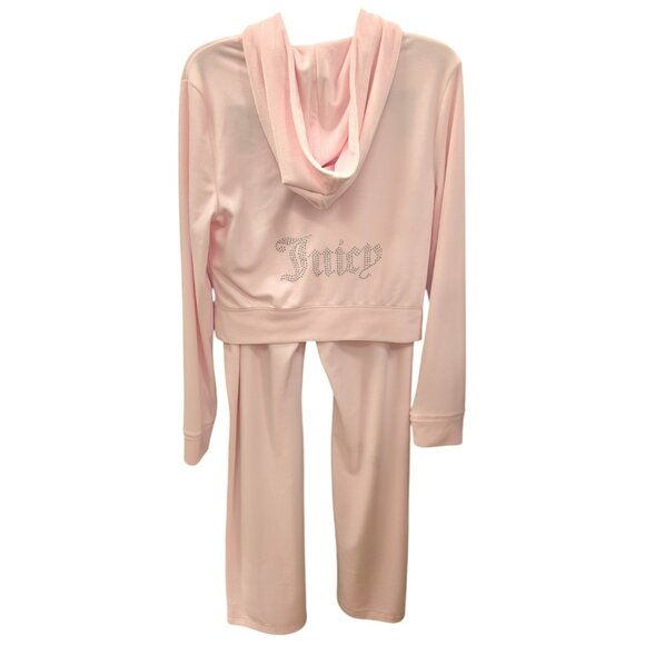 JUICY COUTURE OG Bling Velour TRACKSUIT 2 Piece Set Pink Sweatsuit Size L NWT - Picture 7 of 10